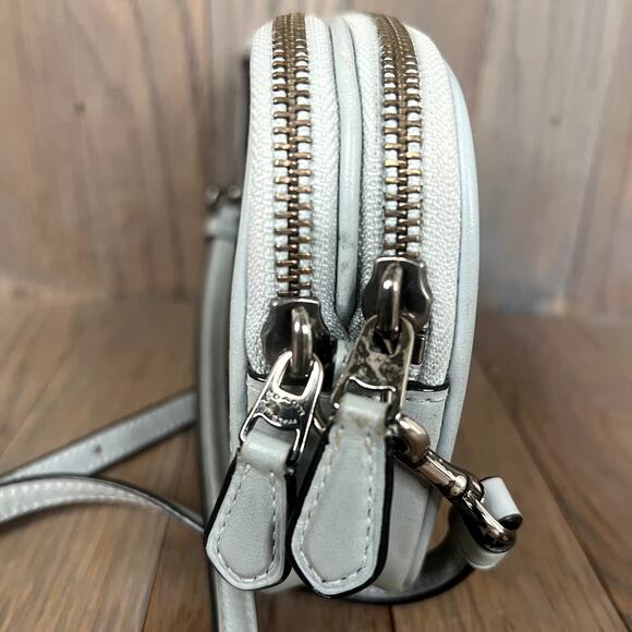 Coach Signature Rose Print Double Zip Crossbody Wristlet Bag Charcoal Sky 31855 - Picture 5 of 16